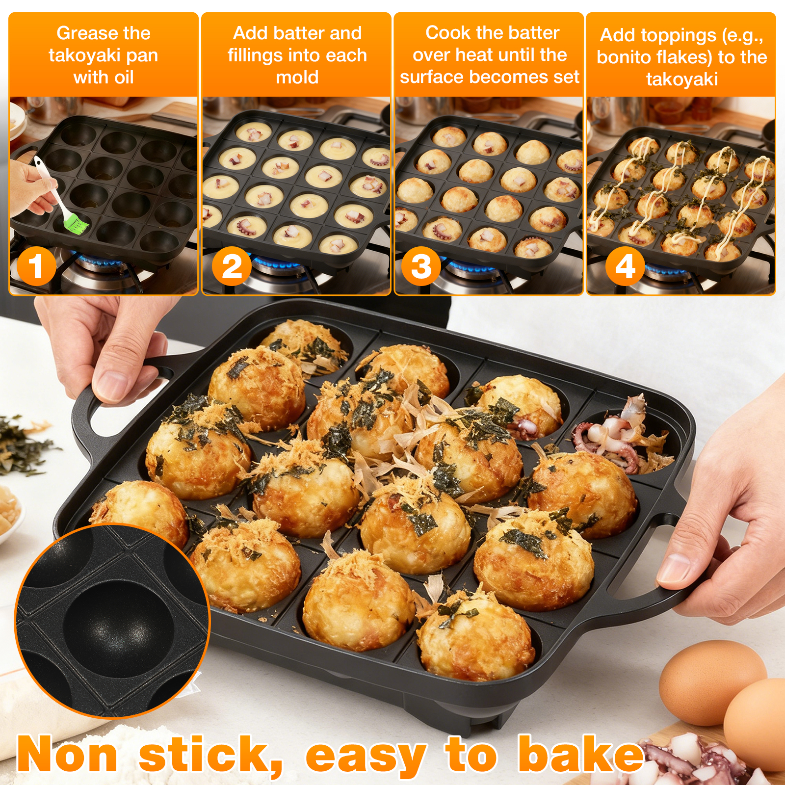 Takoyaki Pan Nonstick Japanese - огляд і ціна Takoyaki Grill Plate