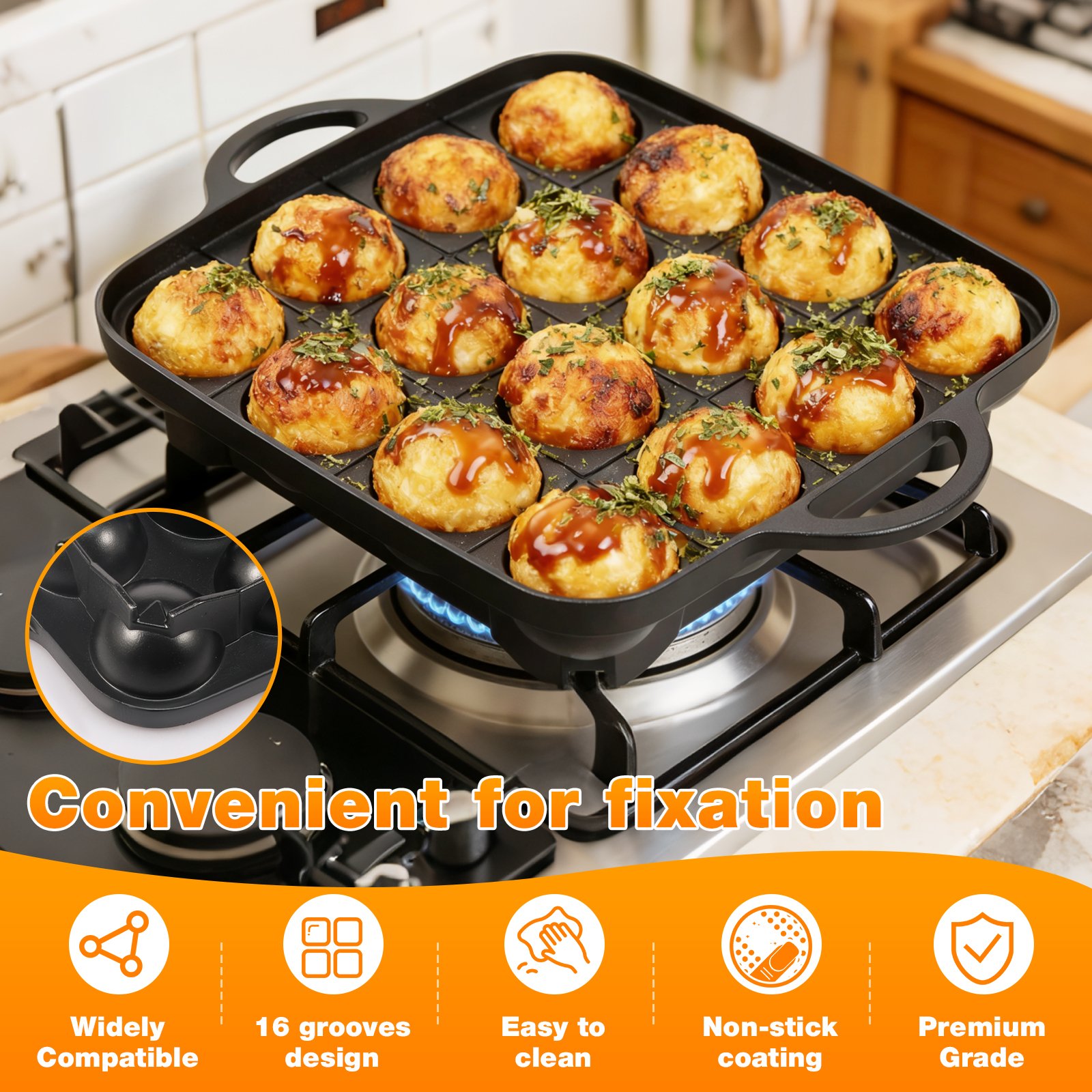 Takoyaki Pan 16 Hole Octopus B - огляд і ціна Takoyaki Grill Plate
