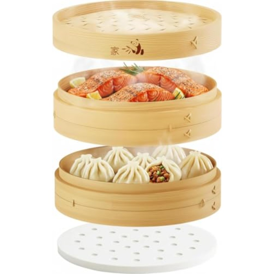 Bamboo Steamer Basket - 2-Tier - огляд і ціна Bao Steamer Bamboo