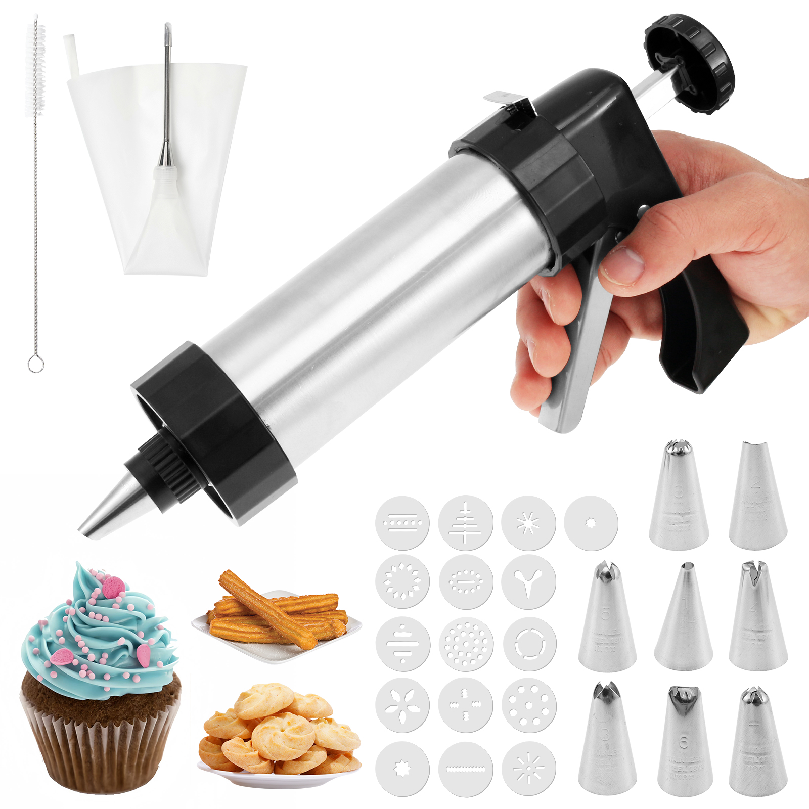 Stainless Steel Cookie Gun Chu - огляд і ціна Churros Maker Gun